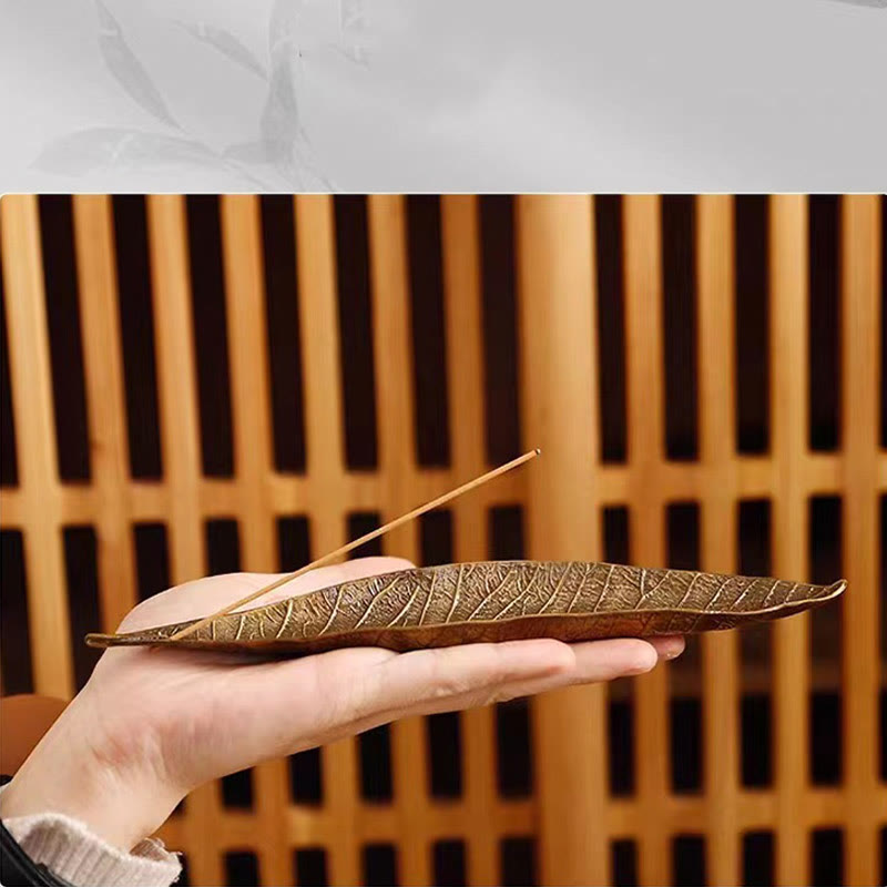 Buddha Stones Alloy Oriental Leaf Healing Incense Burner Decoration - image 3