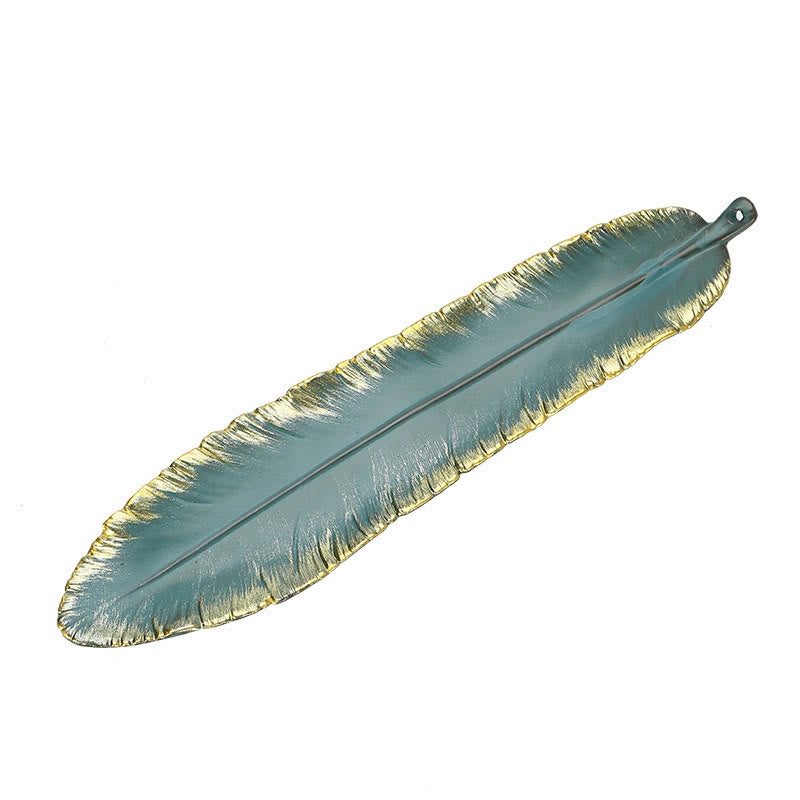 Buddha Stones Green Feather Gold Edge Healing Ceramic Incense Burner Decoration - image 8
