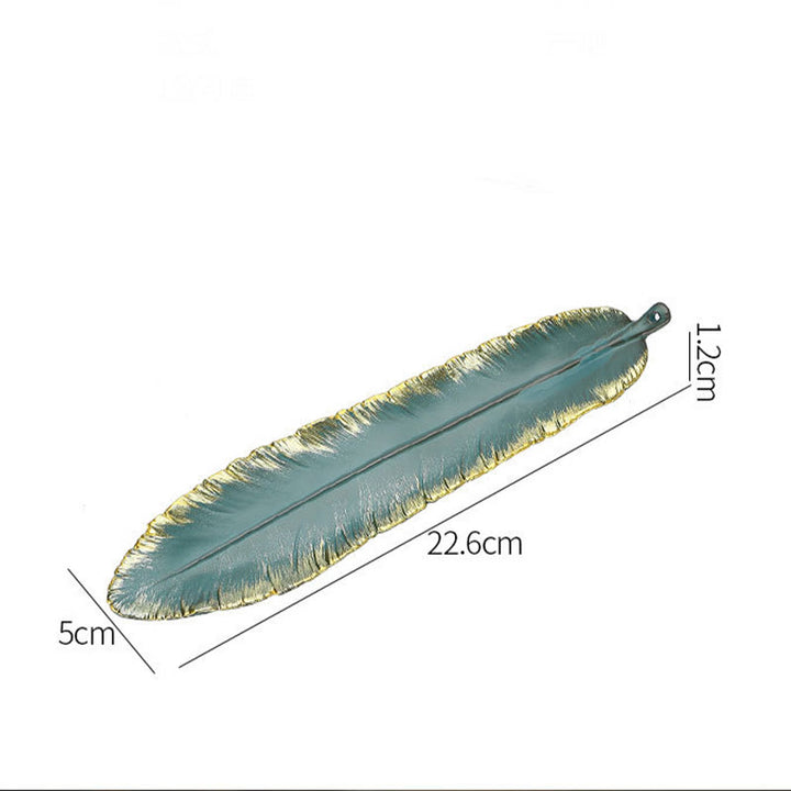 Buddha Stones Green Feather Gold Edge Healing Ceramic Incense Burner Decoration - image 9