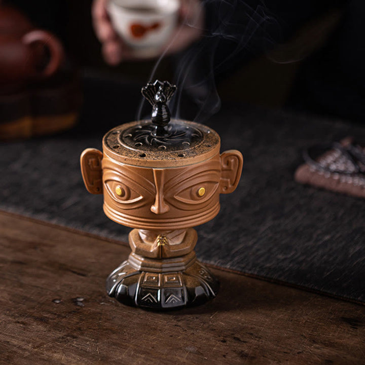 Buddha Stones Sanxingdui Healing Ceramic Incense Burner Desk Decoration - image 5