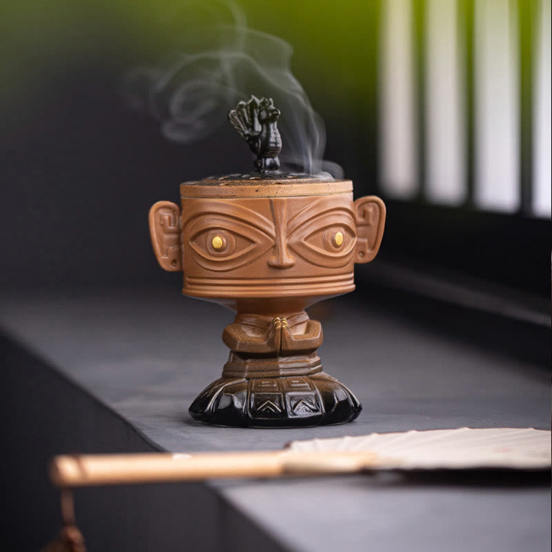 Buddha Stones Sanxingdui Healing Ceramic Incense Burner Desk Decoration - image 9
