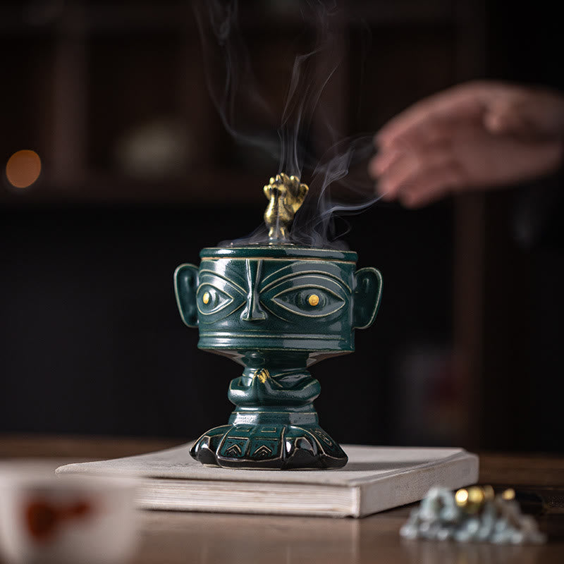 Buddha Stones Sanxingdui Healing Ceramic Incense Burner Desk Decoration - image 19