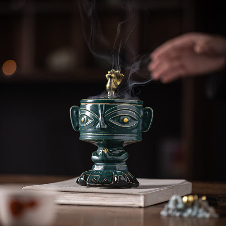 Buddha Stones Sanxingdui Healing Ceramic Incense Burner Desk Decoration - image 19