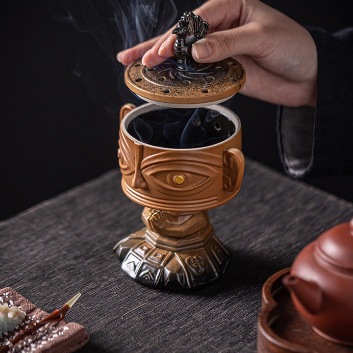 Buddha Stones Sanxingdui Healing Ceramic Incense Burner Desk Decoration - image 12