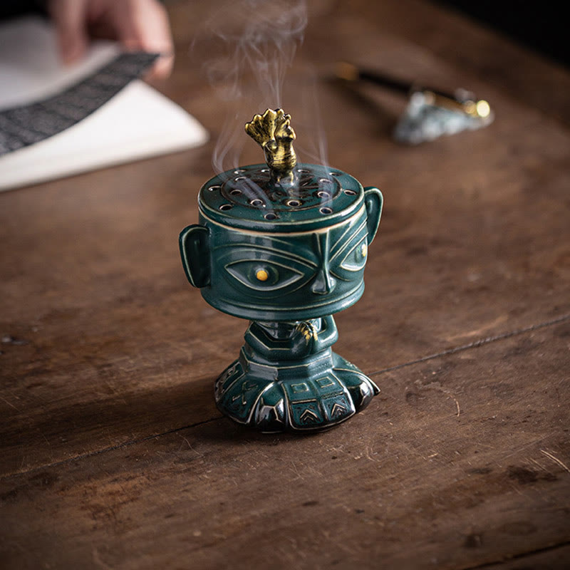 Buddha Stones Sanxingdui Healing Ceramic Incense Burner Desk Decoration - image 20
