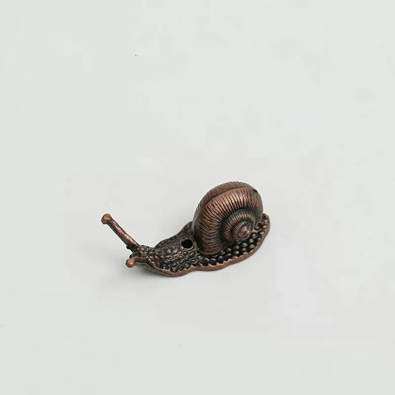 Buddha Stones Alloy Turtle Snail Healing Incense Burner Desk Decoration - Brown Snail 3.9*1.6*1.6cm - image 12