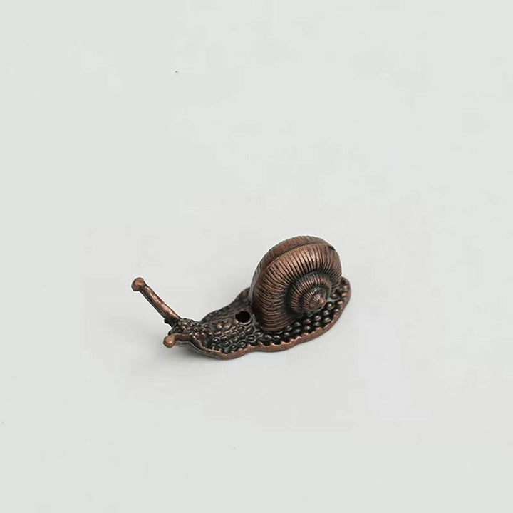 Buddha Stones Alloy Turtle Snail Healing Incense Burner Desk Decoration - Brown Snail 3.9*1.6*1.6cm - image 12
