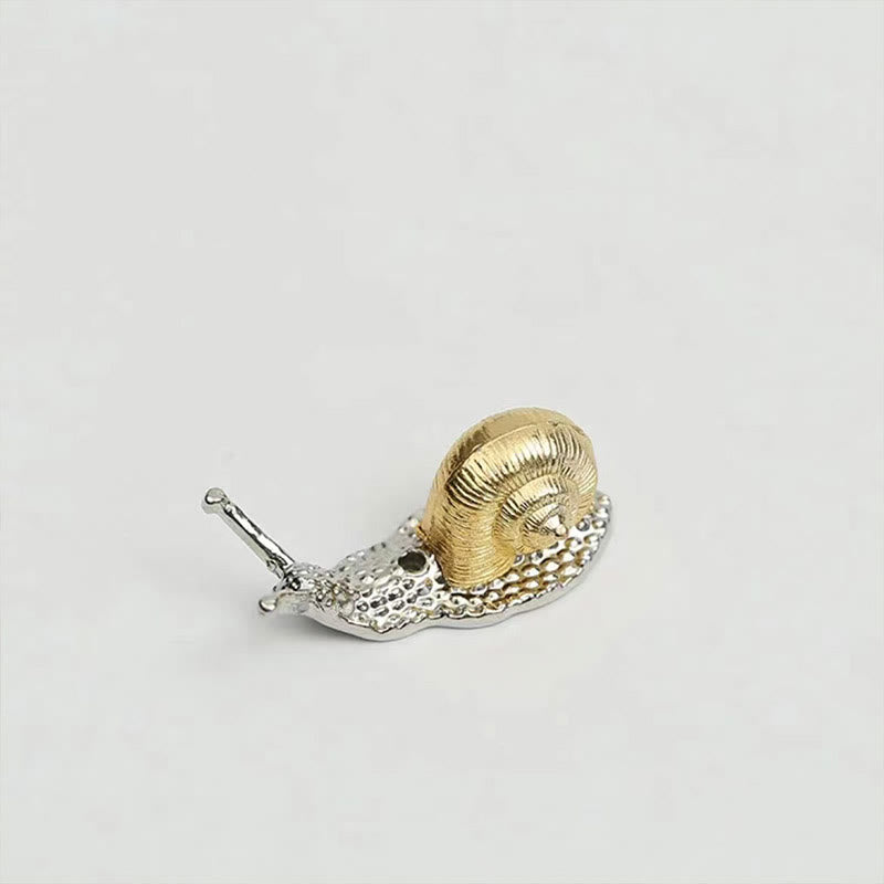 Buddha Stones Alloy Turtle Snail Healing Incense Burner Desk Decoration - Gold Snail 3.9*1.6*1.6cm - image 13