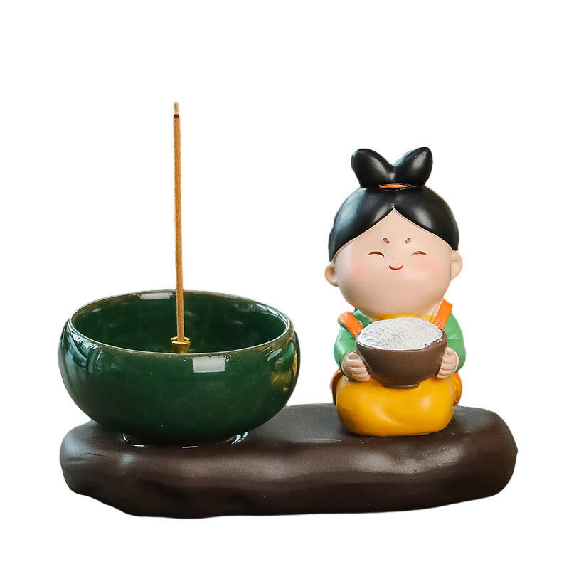 Buddha Stones Tang Dynasty Lady Food Healing Ceramic Incense Burner Desk Decoration - image 11