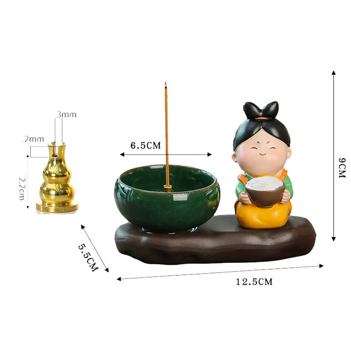 Buddha Stones Tang Dynasty Lady Food Healing Ceramic Incense Burner Desk Decoration - image 12