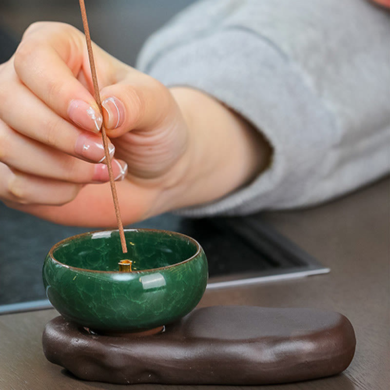Buddha Stones Tang Dynasty Lady Food Healing Ceramic Incense Burner Desk Decoration - image 9