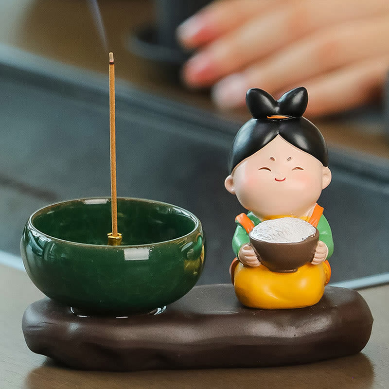 Buddha Stones Tang Dynasty Lady Food Healing Ceramic Incense Burner Desk Decoration - Tang Dynasty Lady Rice 9*12.5*5.5cm - image 10