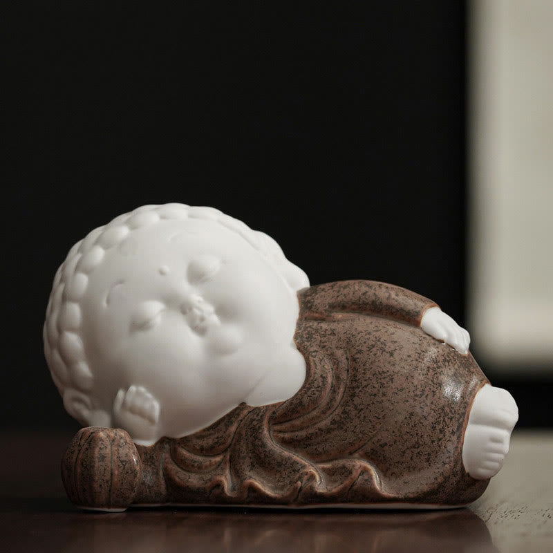 Buddha Stones Buddha Sitting Standing Reclining Ceramic Healing Incense Burner Desk Decoration - Brown Robe - Reclining Buddha 6*6*10cm - image 14
