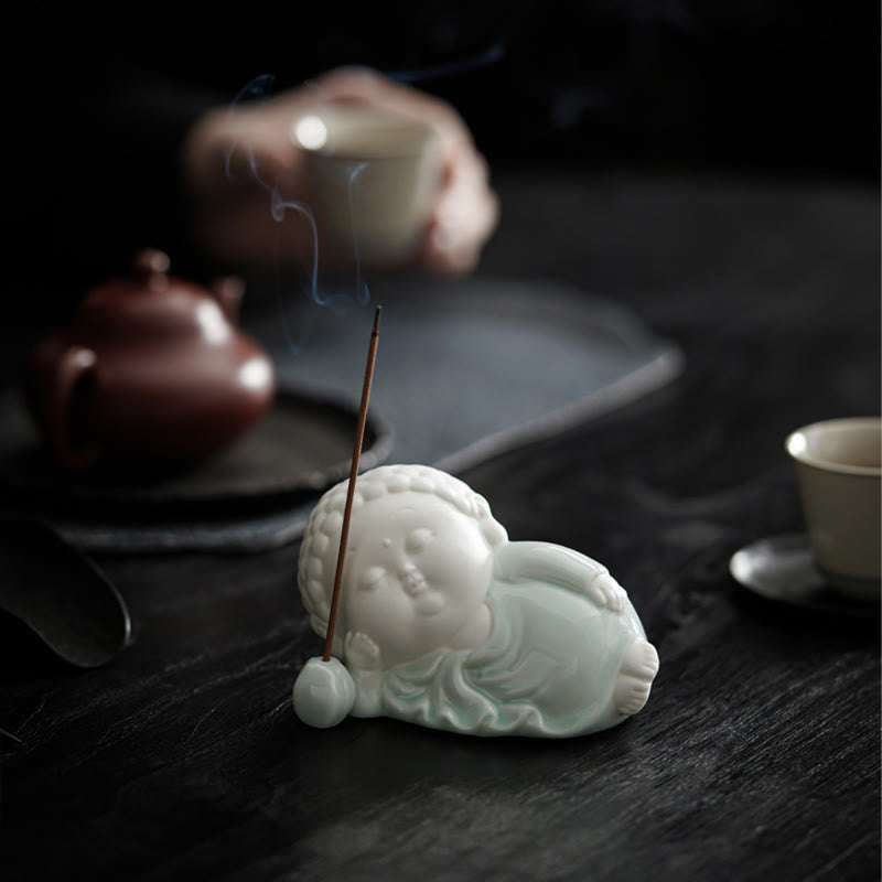 Buddha Stones Buddha Sitting Standing Reclining Ceramic Healing Incense Burner Desk Decoration - image 7