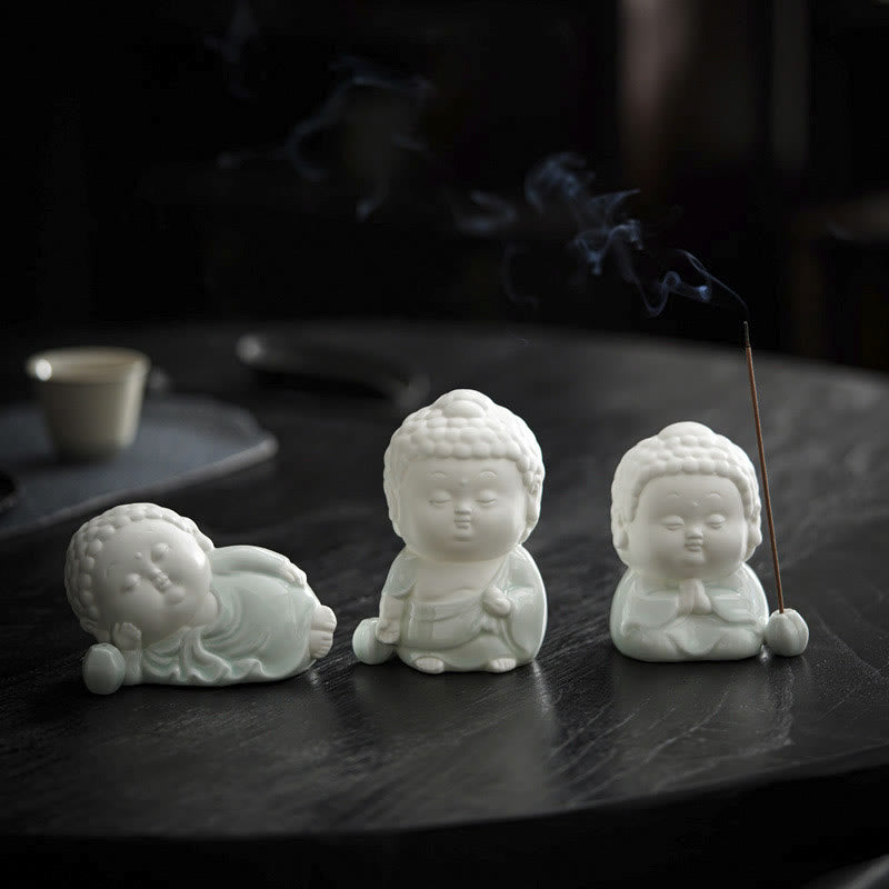Buddha Stones Buddha Sitting Standing Reclining Ceramic Healing Incense Burner Desk Decoration - image 8