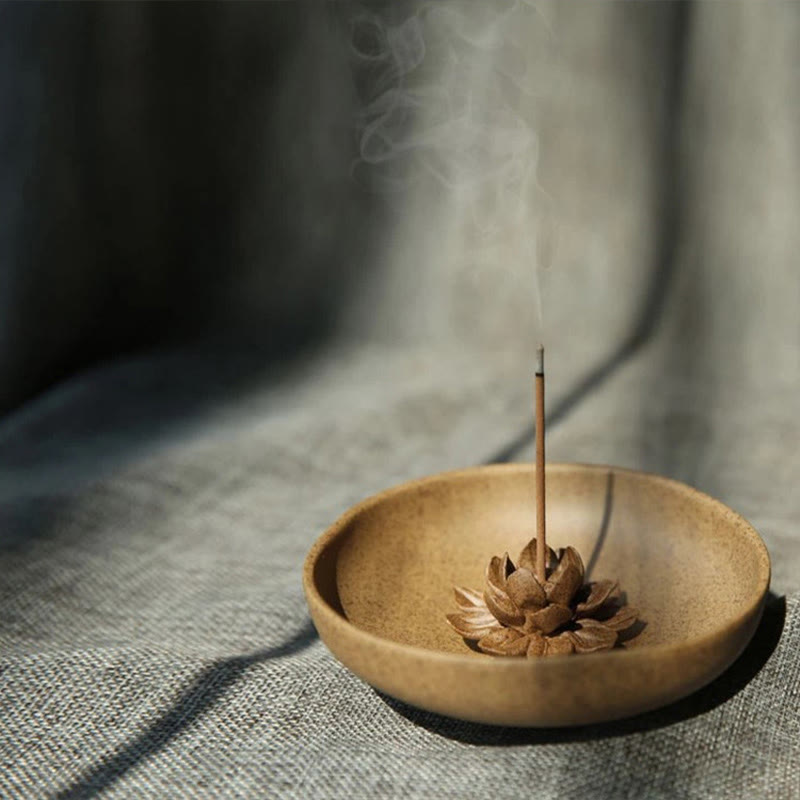 Buddha Stones Lotus Pedestal Healing Ceramic Incense Burner Decoration - image 4
