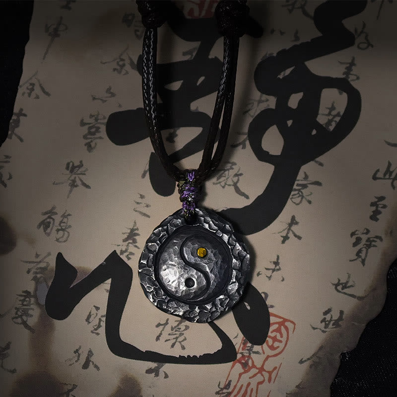 Buddha Stones 999 Sterling Silver Tai Chi Yin Yang Design Harmony Necklace Pendant - image 2