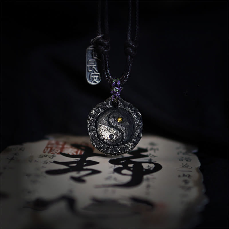 Buddha Stones 999 Sterling Silver Tai Chi Yin Yang Design Harmony Necklace Pendant - 999 Sterling Silver YIN YANG(21*23*4mm) - image 0