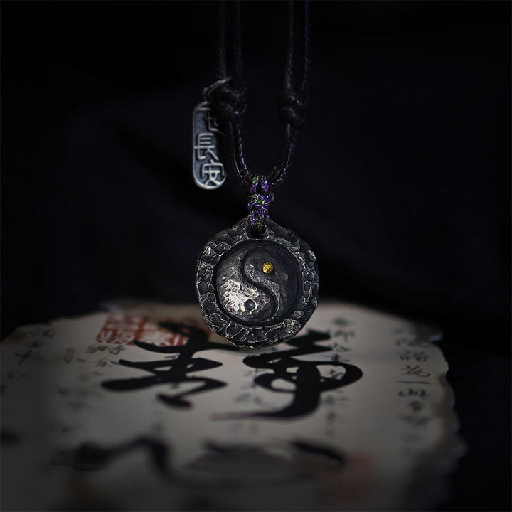 Buddha Stones 999 Sterling Silver Tai Chi Yin Yang Design Harmony Necklace Pendant - 999 Sterling Silver YIN YANG(21*23*4mm) - image 0