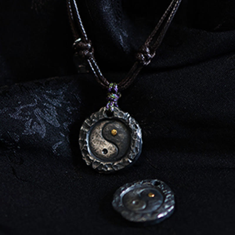 Buddha Stones 999 Sterling Silver Tai Chi Yin Yang Design Harmony Necklace Pendant - image 9