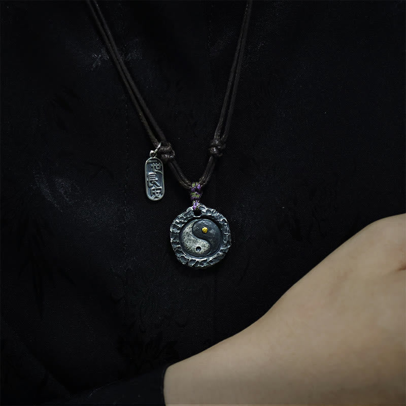 Buddha Stones 999 Sterling Silver Tai Chi Yin Yang Design Harmony Necklace Pendant - image 4