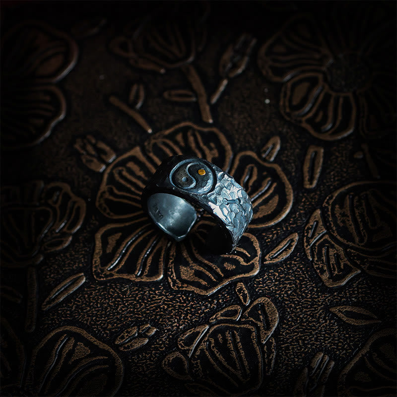 Buddha Stones 999 Sterling Silver Yin Yang Balance Ring - image 1