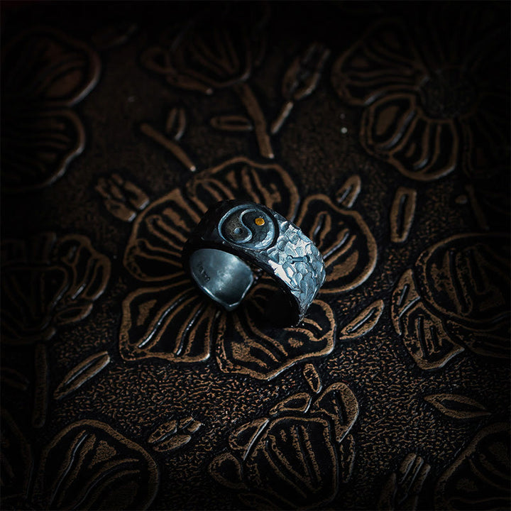 Buddha Stones 999 Sterling Silver Yin Yang Balance Ring - image 1