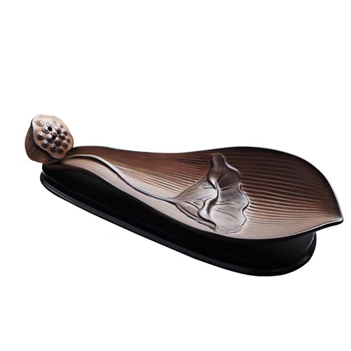Buddha Stones Lotus Pod Zen Healing Brown Ceramic Stick Incense Burner Decoration - image 14