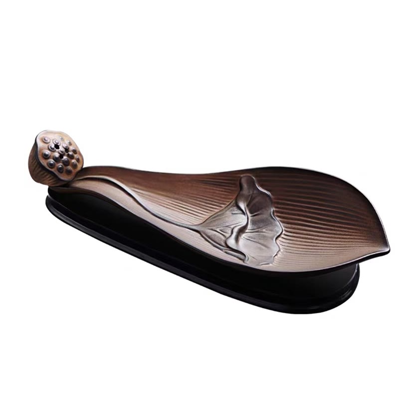 Buddha Stones Lotus Pod Zen Healing Brown Ceramic Stick Incense Burner Decoration - image 14