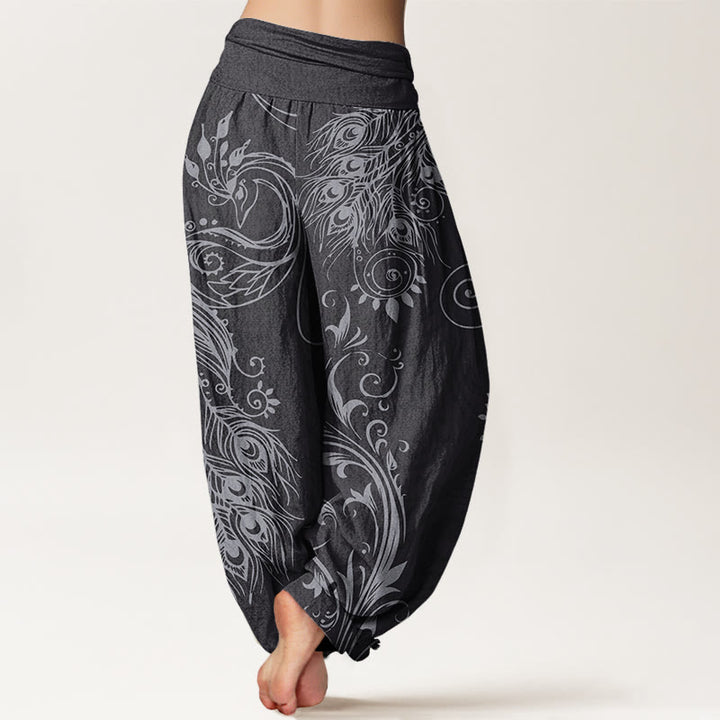 Buddha Stones Casual Peacock Design Women's Elastic Waist Harem Pants - image 8