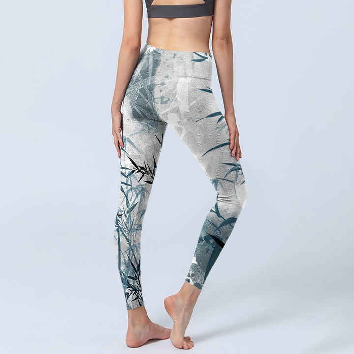 Buddha Stones Bamboo Print Gym Leggings Women's Yoga Pants - image 4