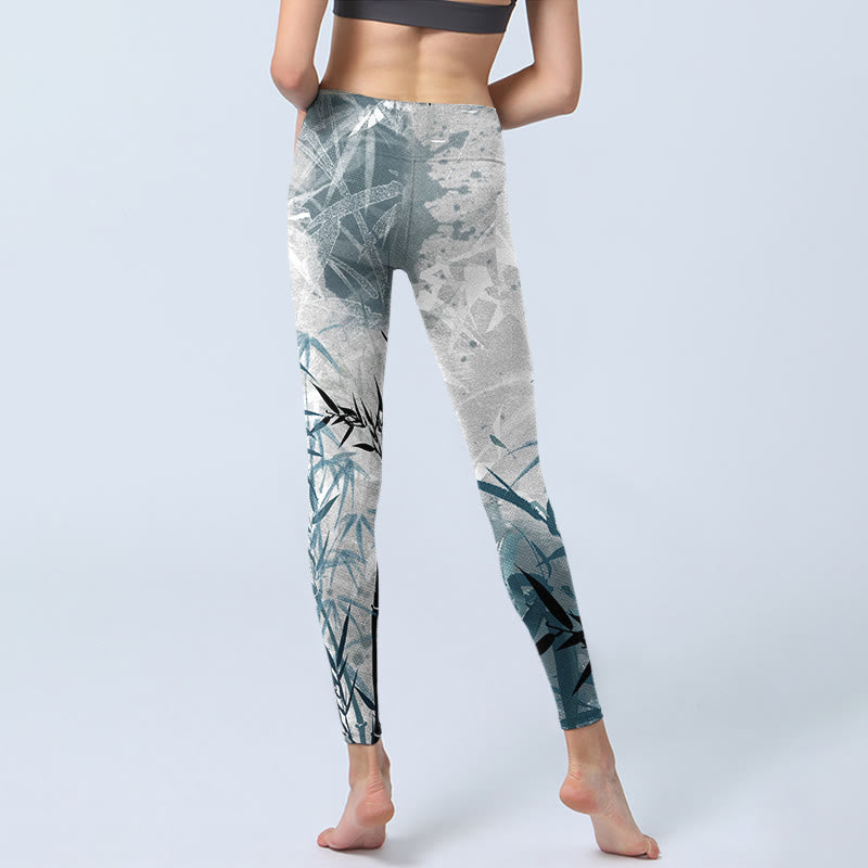 Buddha Stones Bamboo Print Gym Leggings Women's Yoga Pants - image 6