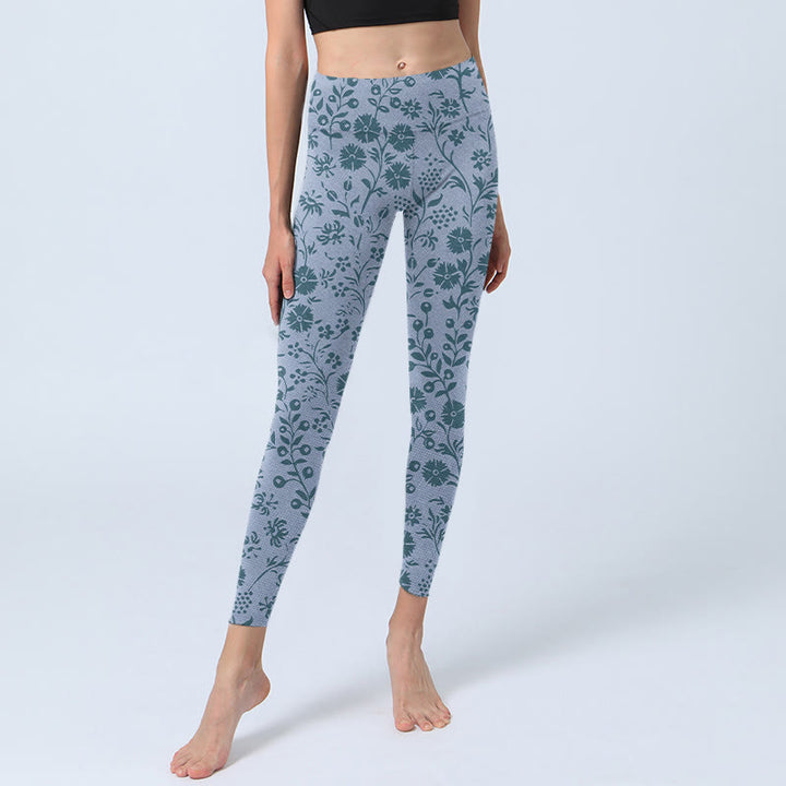 Buddha Stones Lush Flowers Plants Print Gym Leggings Women's Yoga Pants - image 5