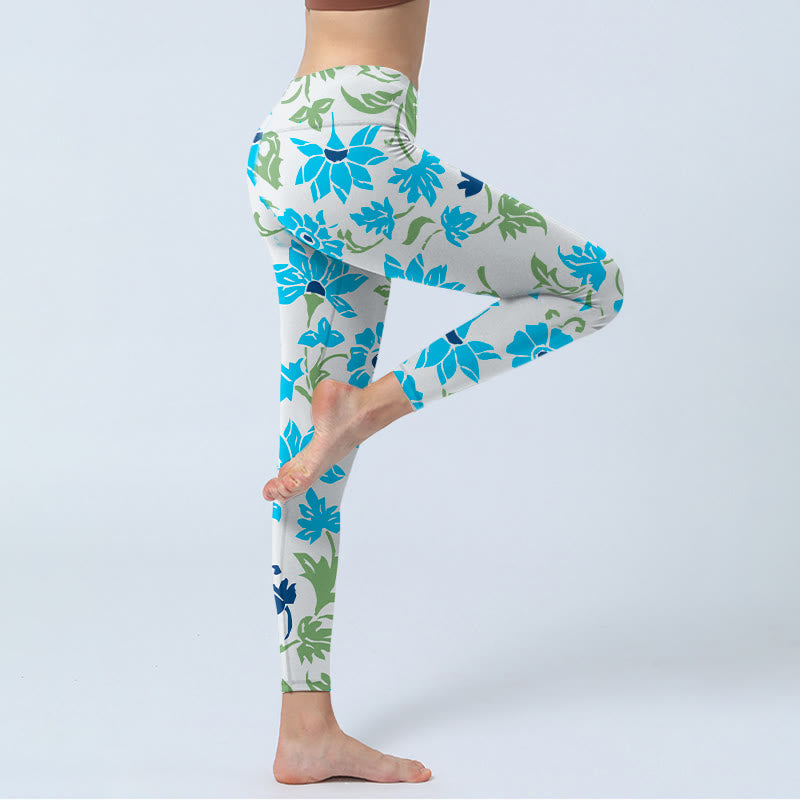 Buddha Stones Blossom Leaves Print Gym Leggings Women's Yoga Pants - image 3