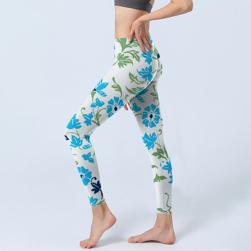 Buddha Stones Blossom Leaves Print Gym Leggings Women's Yoga Pants - image 2