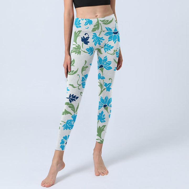 Buddha Stones Blossom Leaves Print Gym Leggings Women's Yoga Pants - image 5