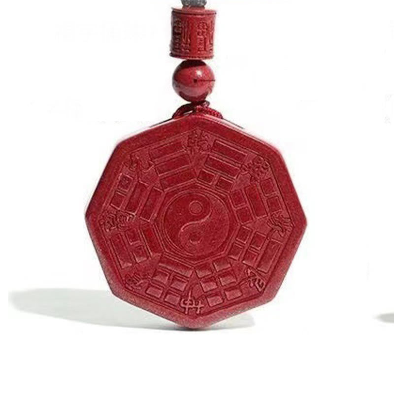 Buddha Stones Natural Cinnabar Bagua Taishang Laojun Fu Character Calm Necklace Pendant - Cinnabar Bagua Fu(40*40*7mm) - image 5