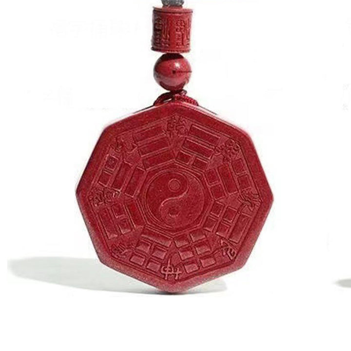 Buddha Stones Natural Cinnabar Bagua Taishang Laojun Fu Character Calm Necklace Pendant - Cinnabar Bagua Fu(40*40*7mm) - image 5
