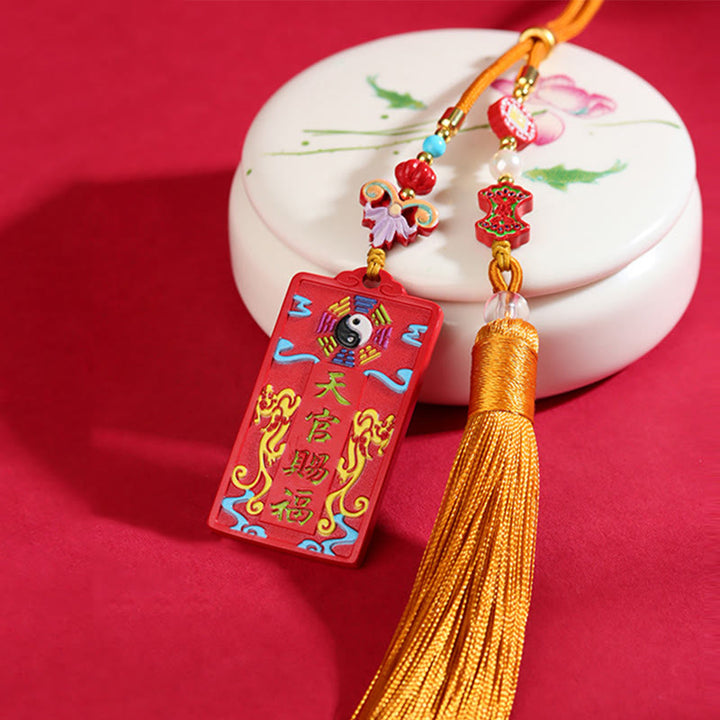 Buddha Stones Natural Cinnabar Bagua Yin Yang Fu Character Blessing Car Hanging Decoration - image 2