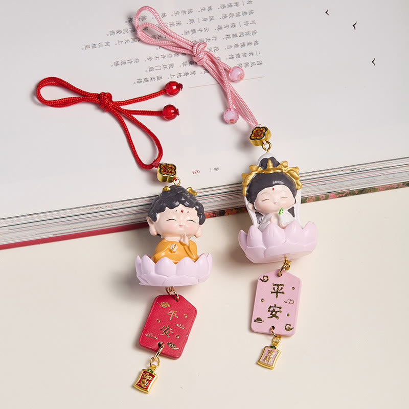 Buddha Stones Lotus Avalokitesvara Buddha Fu Character Wealth Car Hanging Decoration - image 1