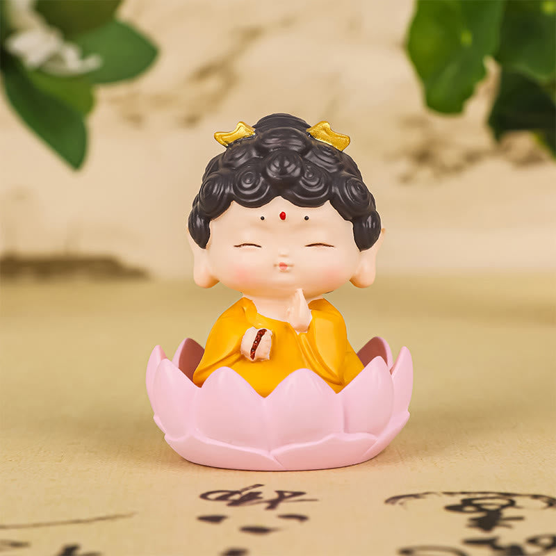 Buddha Stones Meditation Lotus Amitabha Buddha Resin Statue Compassion Home Decoration - Amitabha 4.1*4.1*5.3cm - image 1