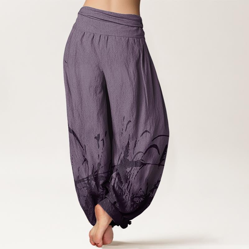 Buddha Stones Wild Grass Pattern Women's Elastic Waist Harem Pants - image 9