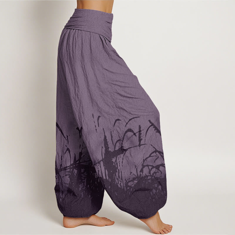 Buddha Stones Cotton Wild Grass Pattern Women's Elastic Waist Harem Pants - image 8