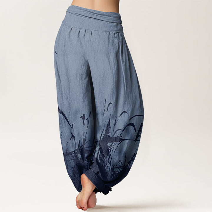 Buddha Stones Cotton Wild Grass Pattern Women's Elastic Waist Harem Pants - image 6