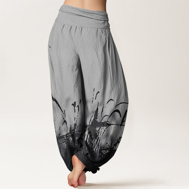Buddha Stones Wild Grass Pattern Women's Elastic Waist Harem Pants - image 2