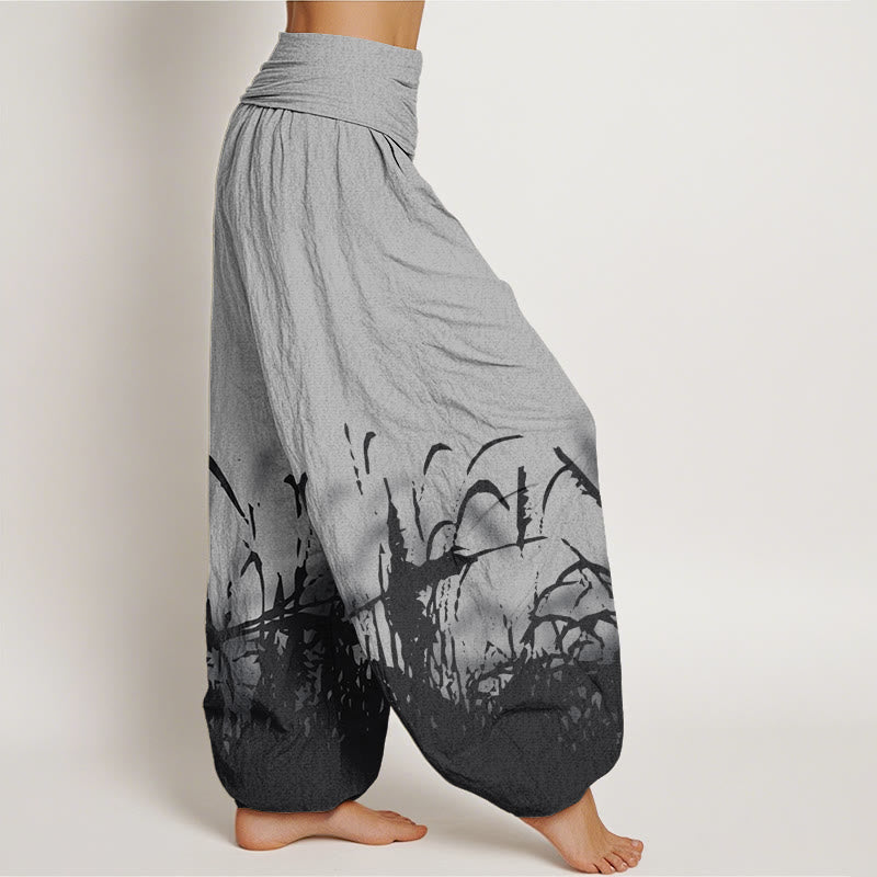 Buddha Stones Wild Grass Pattern Women's Elastic Waist Harem Pants - image 1