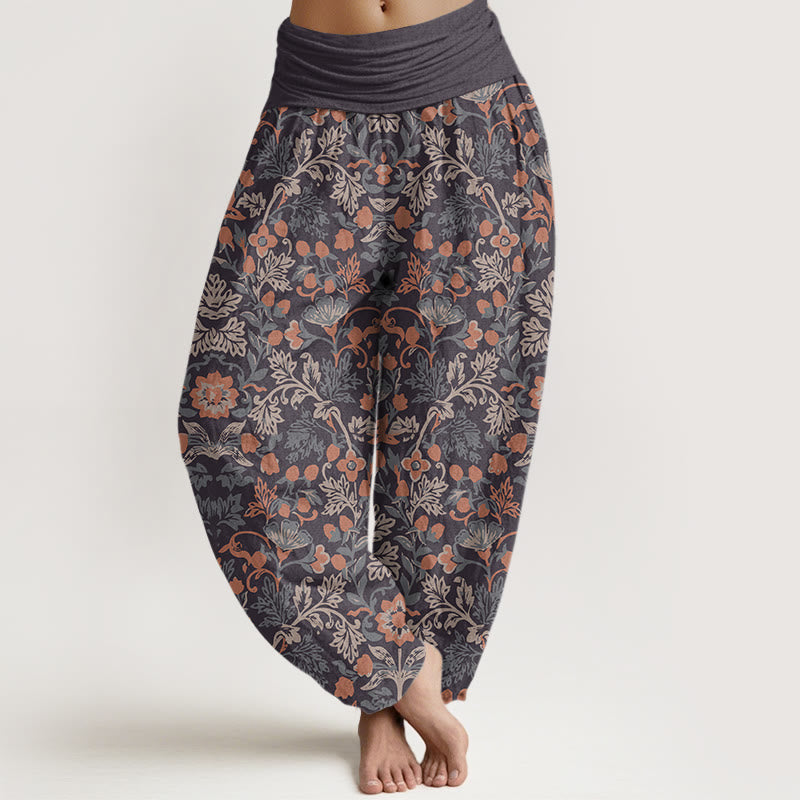 Buddha Stones Cotton Casual Flower Vine Leaves Pattern Women's Elastic Waist Harem Pants - RosyBrown - US22，UK/AU26，EU54 (6XL) - image 4