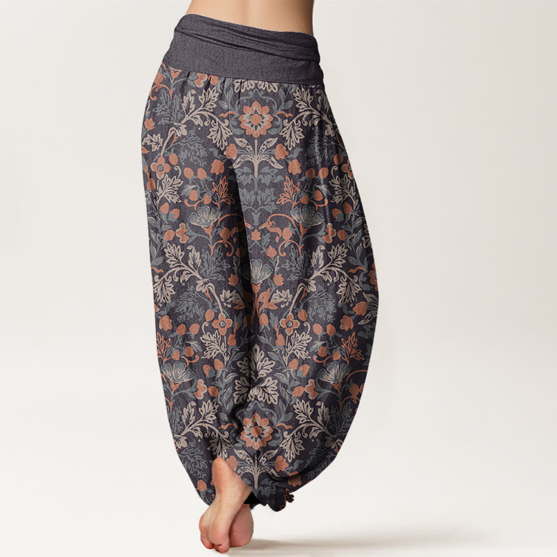 Buddha Stones Casual Flower Vine Leaves Pattern Women's Elastic Waist Harem Pants - image 6