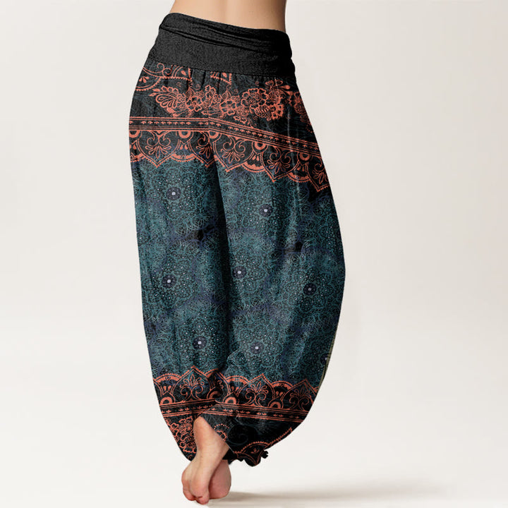 Buddha Stones Elegant Mandala Flowers Design Women's Elastic Waist Harem Pants - image 2