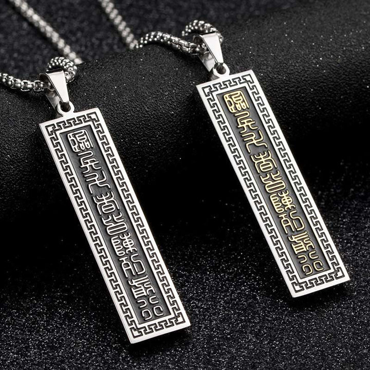 Buddha Stones The Nine-word Mantra Titanium Steel Bagua Yin Yang Balance Necklace Pendant - image 11